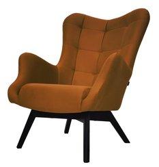 Fotel skandynawski ETERNO 77x102x87 cm pomarańczowy z czarnymi nogami do salonu 