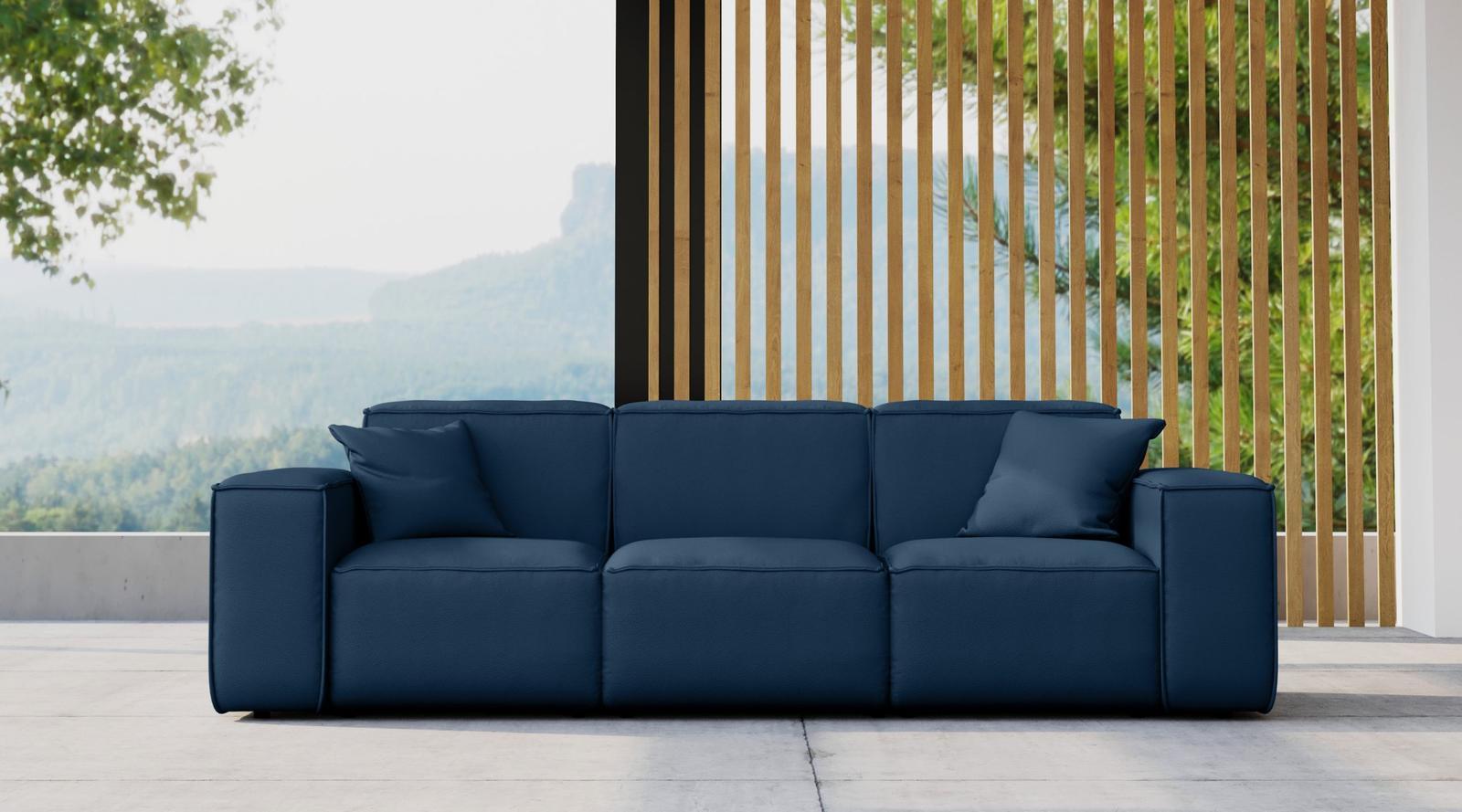 Sofa ogrodowa MALIBIU 245x103x88 cm wodoodporna UV 3-os + 2 poduszki do ogrodu ciemnoniebieska 1 Full Screen