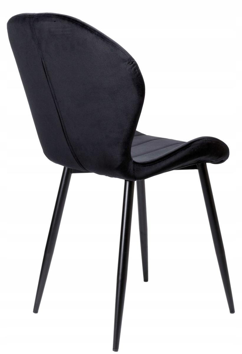Krzesło welurowe 50x88x57 cm profilowane fotel SHELBY VELVET czarne czarne nóżki do jadalni lub salonu 3 Full Screen
