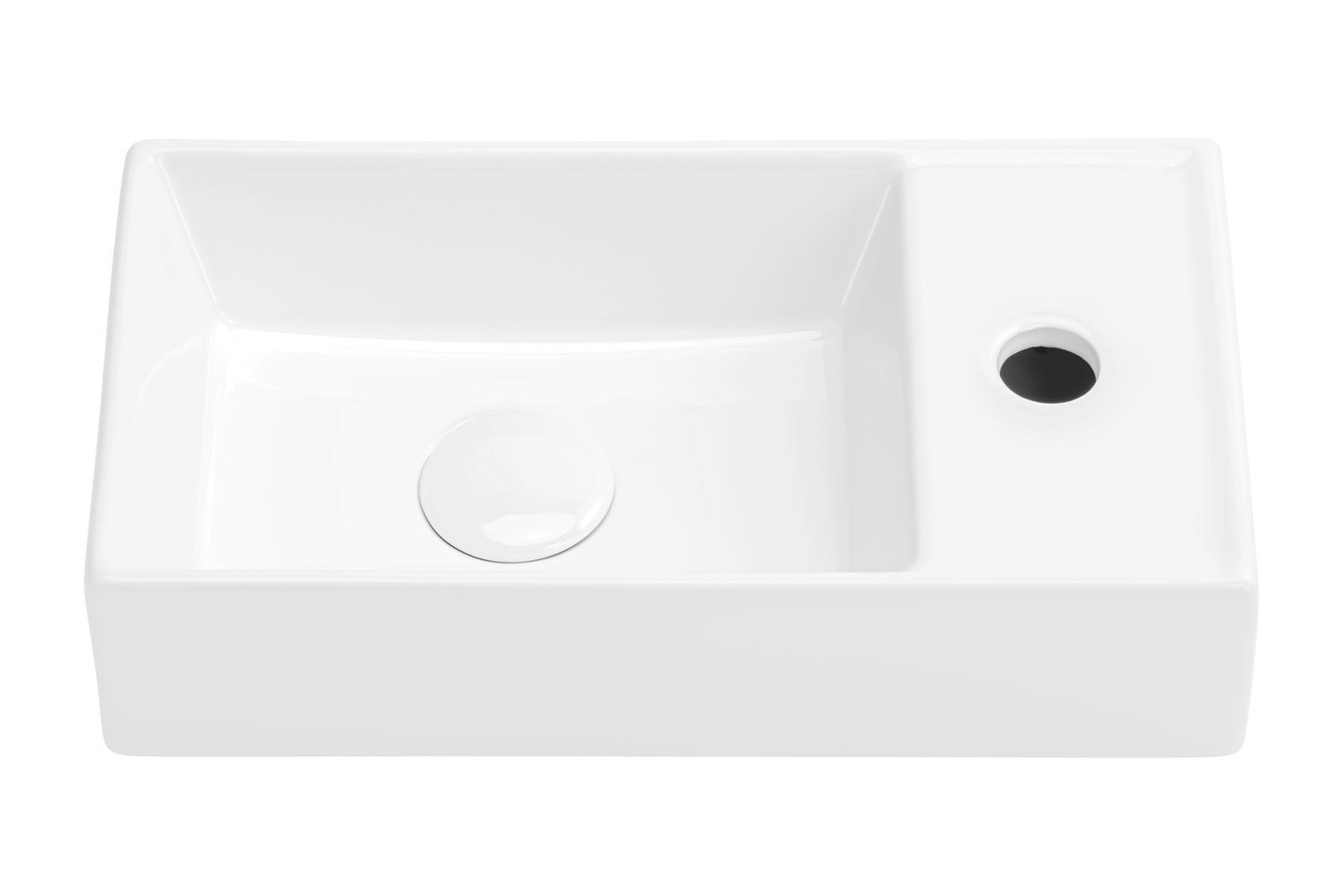 Szafka łazienkowa z Umywalką 40 cm Wisząca biała FREZOWANY Front MDF do łazienki  7 Full Screen