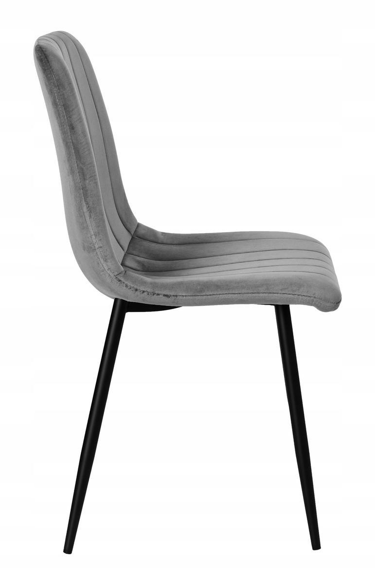 Krzesło FRESNO VELVET 45x89x40 cm tapicerowane szary aksamit czarne nóżki do jadalni lub salonu  2 Full Screen