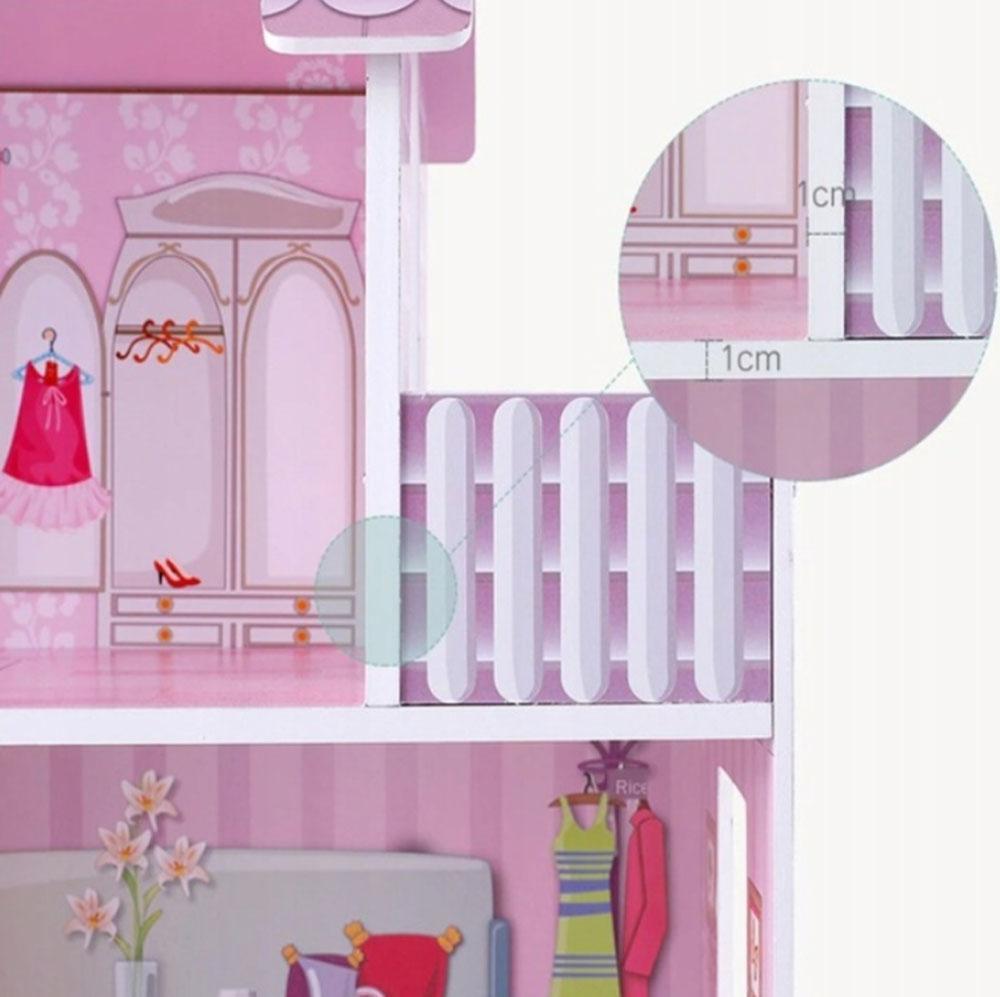Domek dla lalek 62x27x70 cm drewniany + led + lalki w zestawie dla dziecka  2 Full Screen