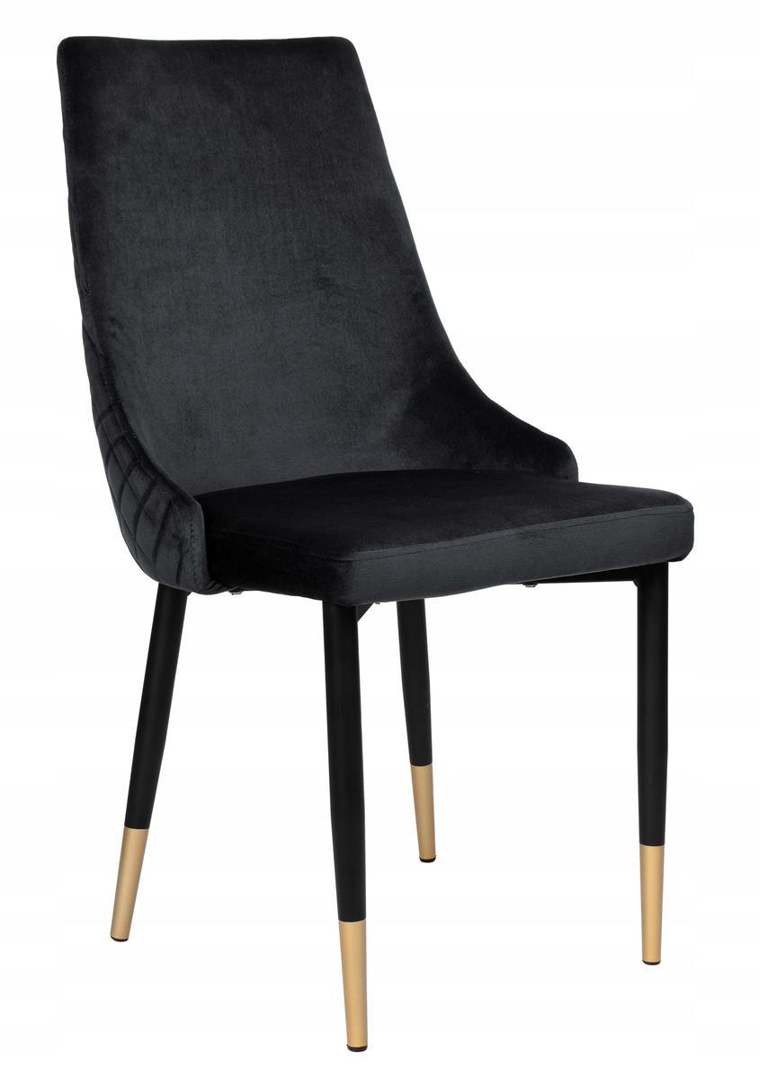 Krzesło tapicerowane Dexter Velvet 48x93x58 cm czarny na czarnych nóżkach do jadalni lub salonu  1 Full Screen