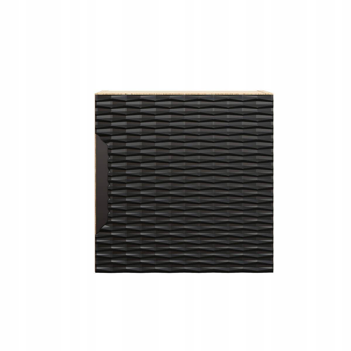 Szafka Łazienkowa 35x35x19 cm czarna wisząca kwadratowa 1 drzwi front MDF 3D do łazienki  6 Full Screen