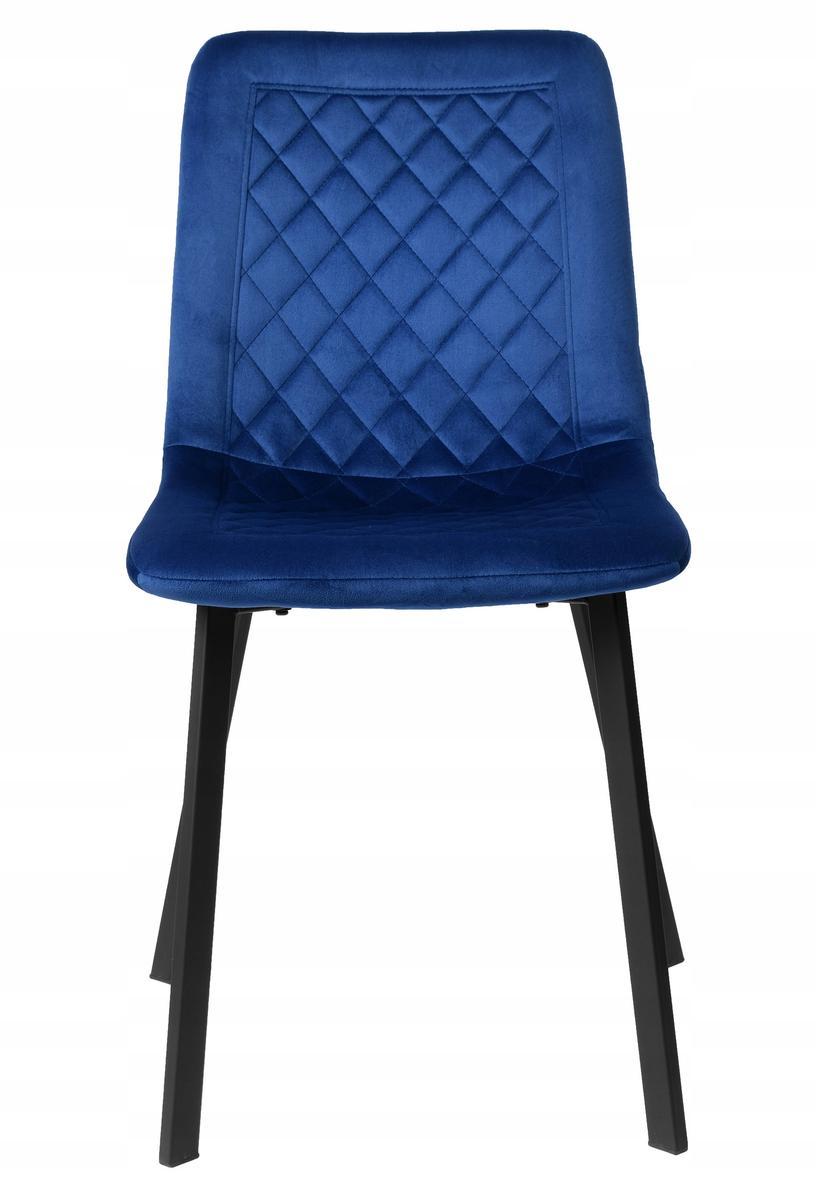 Krzesło welurowe CURTIS VELVET 44x88x41 cm tapicerowane granatowy aksamit czarne nóżki do jadalni lub salonu 2 Full Screen