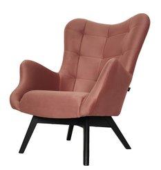 Fotel skandynawski ETERNO 77x102x87 cm różowy z czarnymi nogami do salonu 
