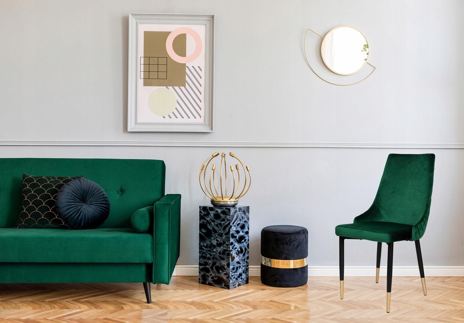Krzesło tapicerowane Dexter Velvet 48x93x58 cm zielony na czarnych nóżkach do jadalni lub salonu  7 Full Screen
