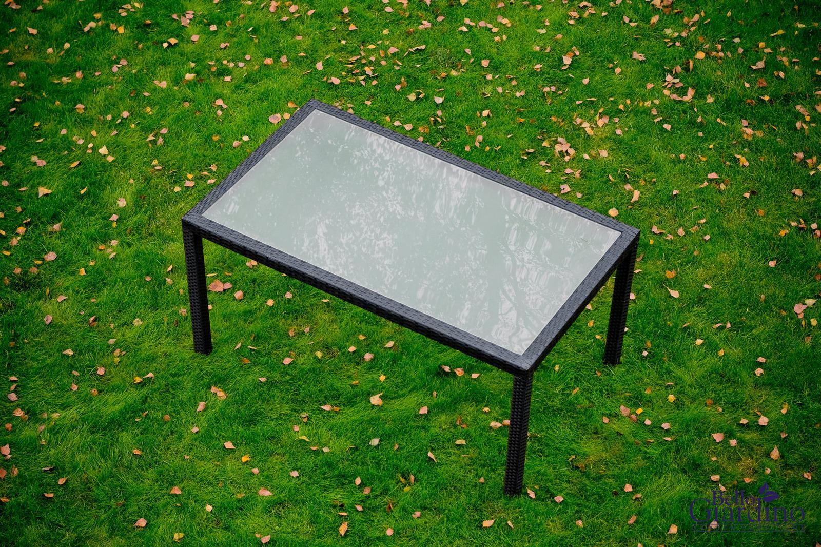 Stół obiadowy ogrodowy 90x74x150 cm do ogrodu taras z technorattanu szary 2 Full Screen