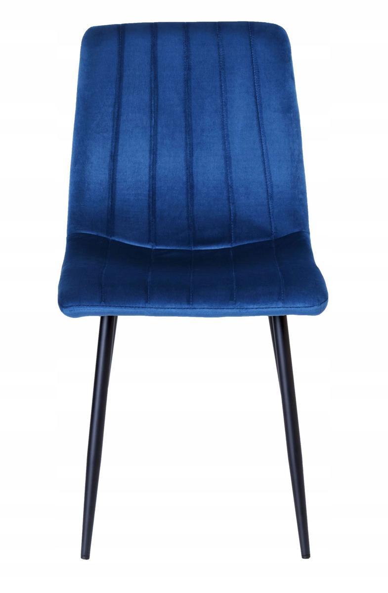 Krzesło FRESNO VELVET 45x89x40 cm tapicerowane niebieski aksamit czarne nóżki do jadalni lub salonu  4 Full Screen