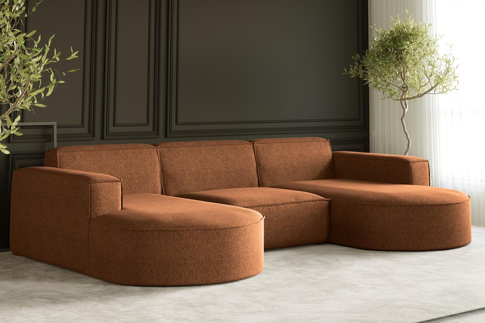 Sofa MODENA STUDIO U 299x78x165 cm w kształcie U bez funkcji spania do salonu NEVE miedziany 1 Full Screen