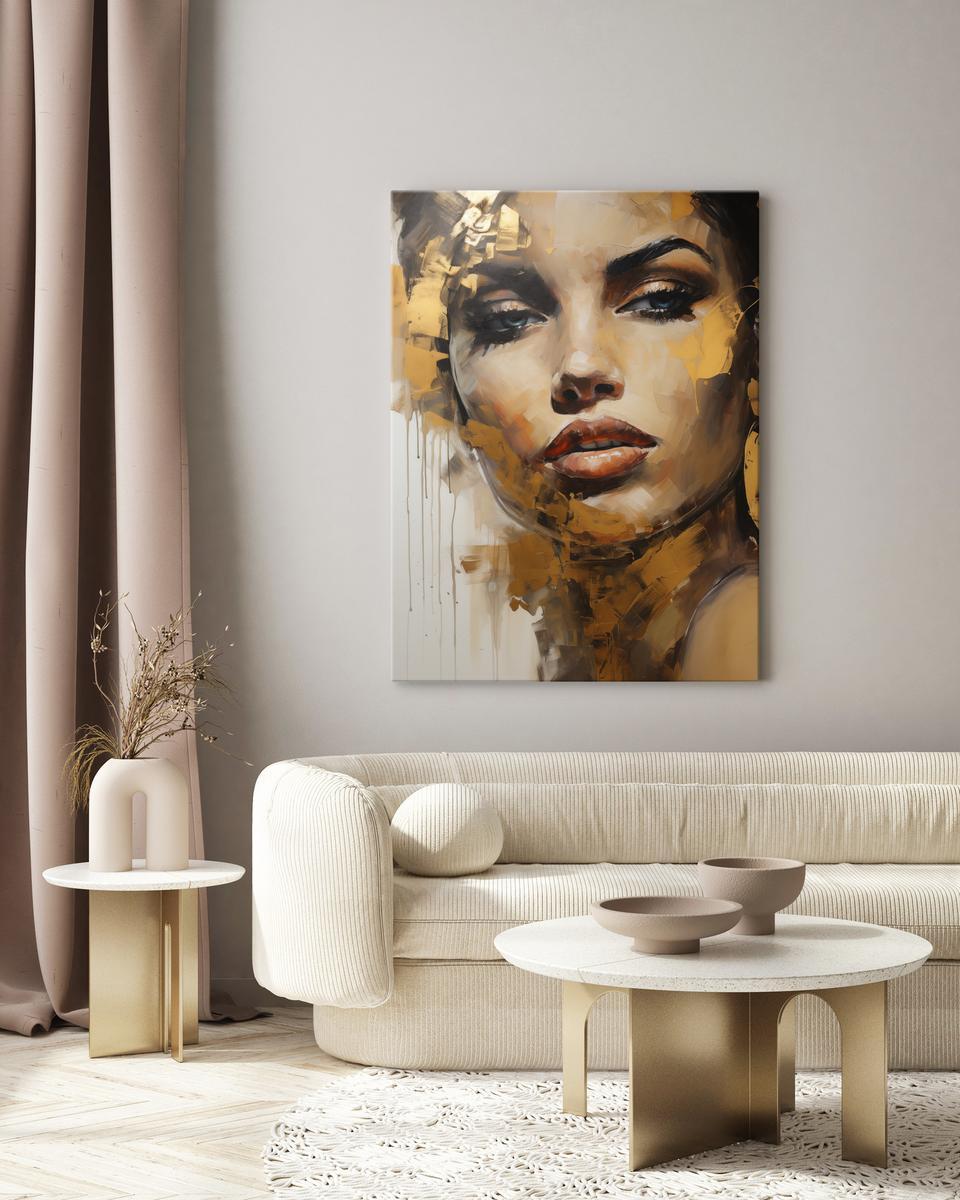 Obraz Canvas Do Salonu KOBIECY Portret Styl Glamour Abstrakcja 80x120cm 4 Full Screen