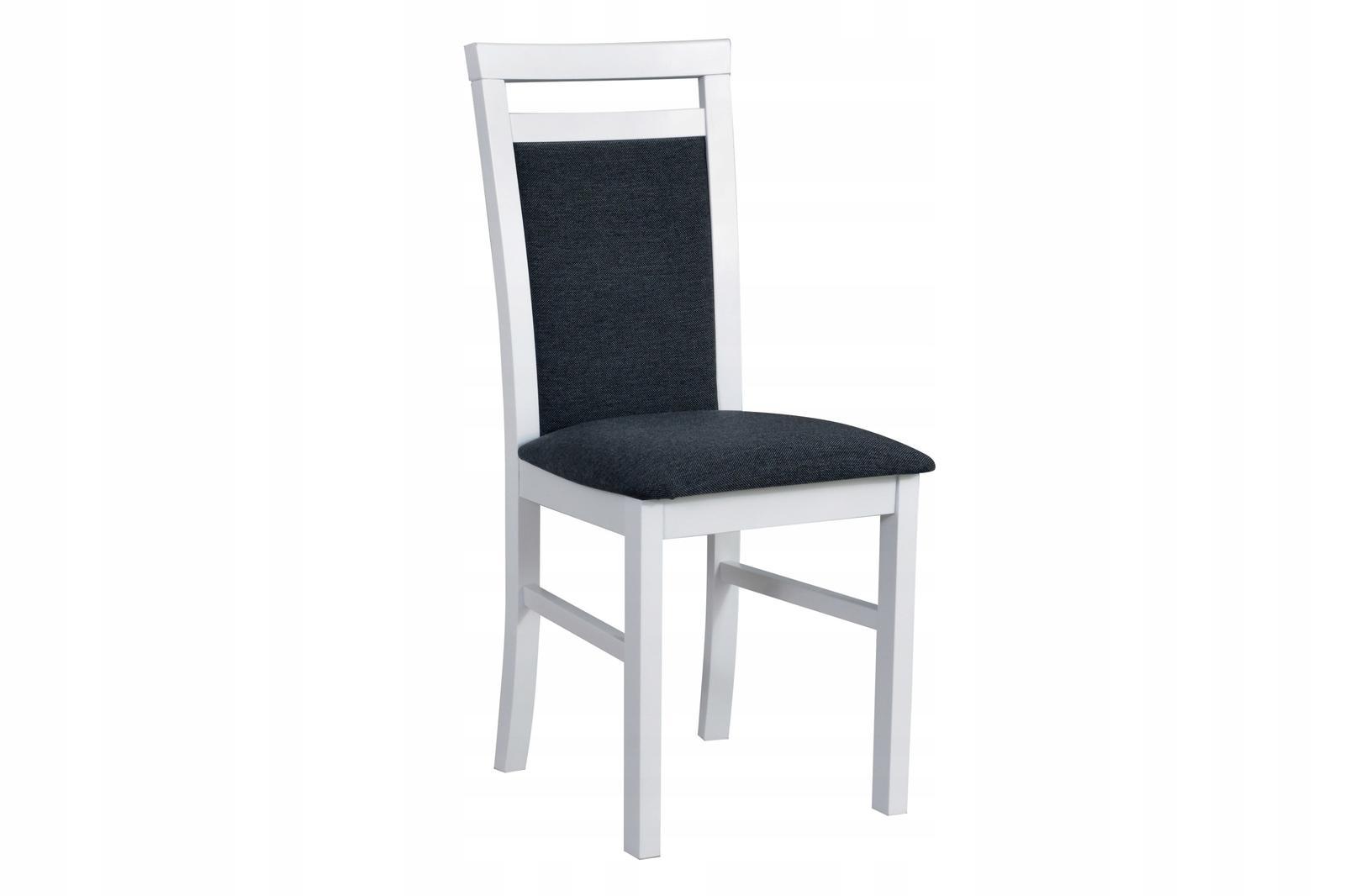 Krzesło M-5 43x93x40 cm drewniane do kuchni salonu białe drewno/szare obicie 2 Full Screen