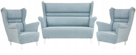 Zestaw wypoczynkowy ZOJA sofa + 2 fotele błękitne do salonu 0 Full Screen