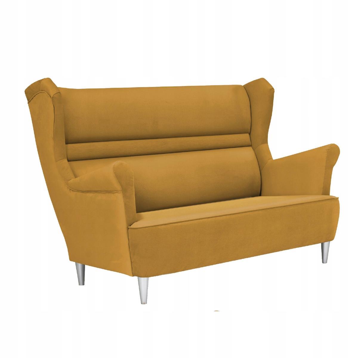 Zestaw wypoczynkowy ZOJA sofa + 2 fotele + 2 podnóżki miodowy żółty do salonu  1 Full Screen
