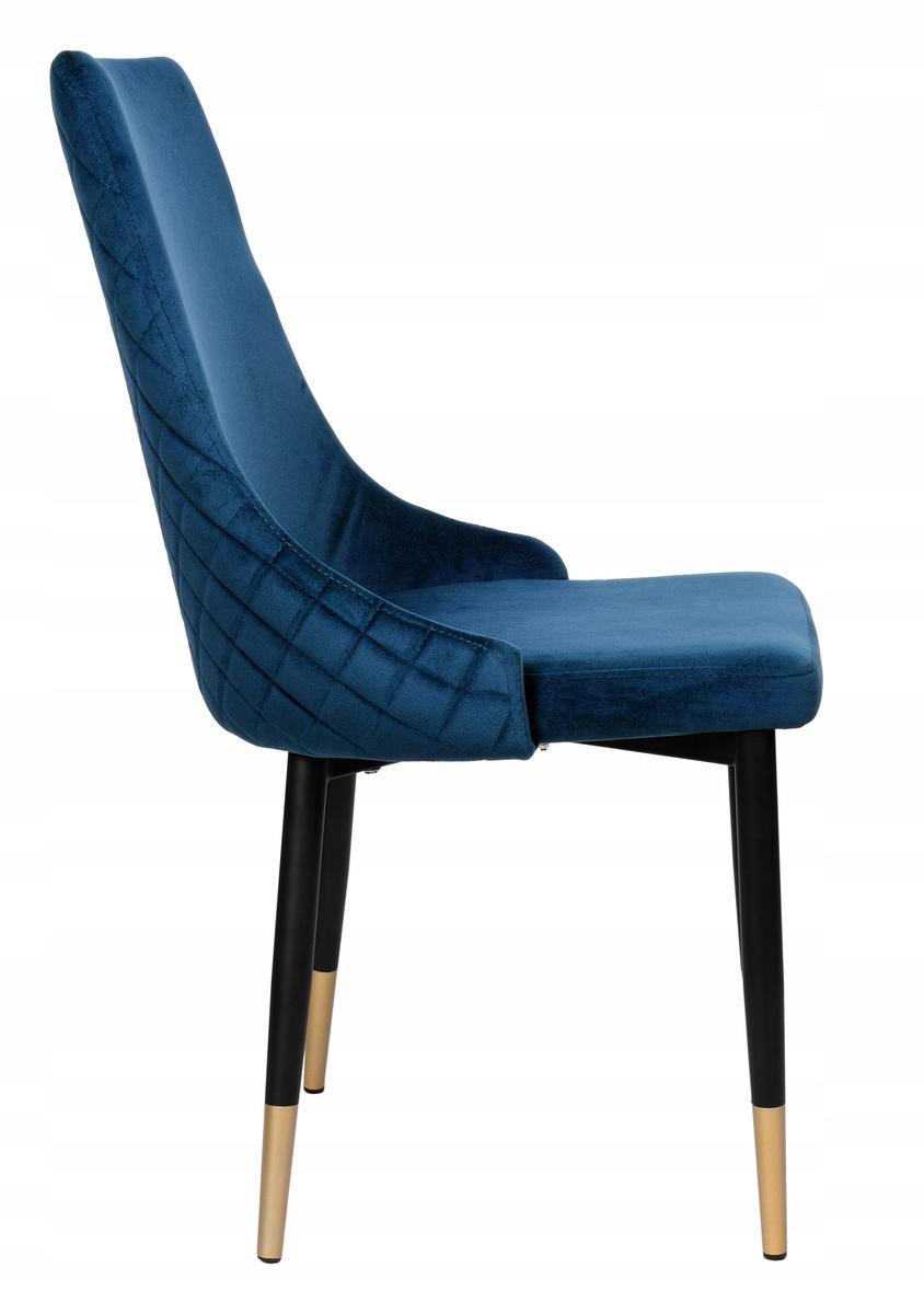 Krzesło tapicerowane Dexter Velvet 48x93x58 cm granatowy na czarnych nóżkach do jadalni lub salonu  3 Full Screen