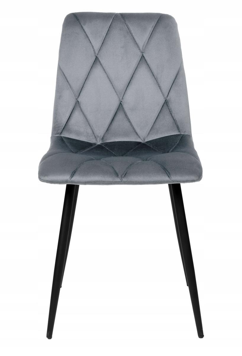 Krzesło welurowe tapicerowane 44x88x56 cm Madison Velvet szare czarne nóżki do jadalni lub salonu  3 Full Screen