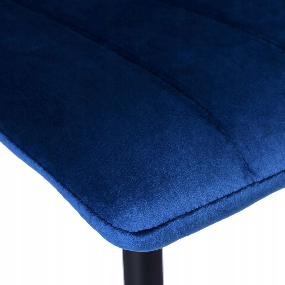 Krzesło FRESNO VELVET 45x89x40 cm tapicerowane niebieski aksamit czarne nóżki do jadalni lub salonu  5 Full Screen
