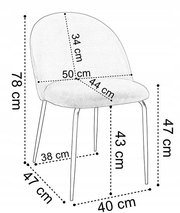 Krzesło welurowe 50x78x54 cm Fargo Velvet niebieskie czarne nóżki do jadalni lub salonu  10 Full Screen