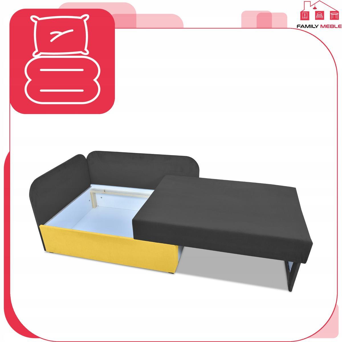 Narożnik DENIS Duo 80 x 200 cm czarny żółte poduszki rozkładany dla dziecka  6 Full Screen