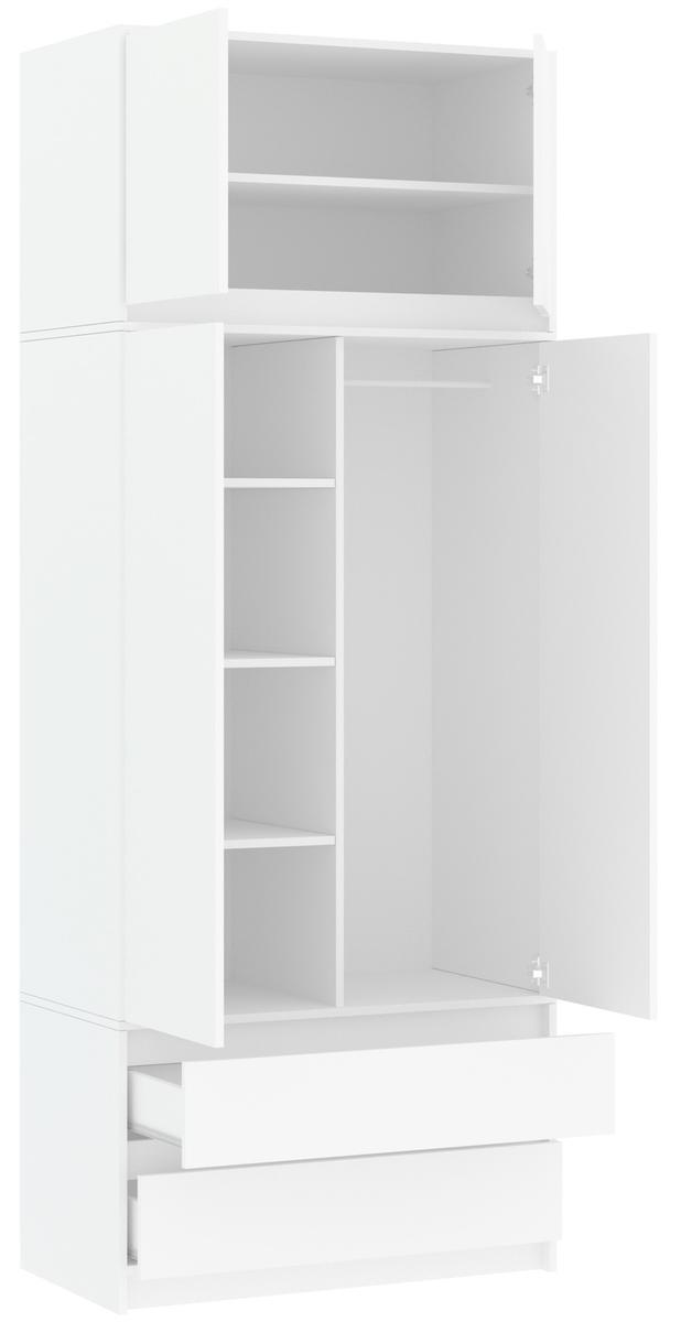 Szafa dwudrzwiowa z nadstawką 234x90 cm biała z szufladami do sypialni lub salonu  1 Full Screen