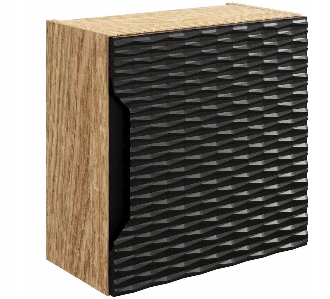 Szafka Łazienkowa 35x35x19 cm czarna wisząca kwadratowa 1 drzwi front MDF 3D do łazienki  0 Full Screen