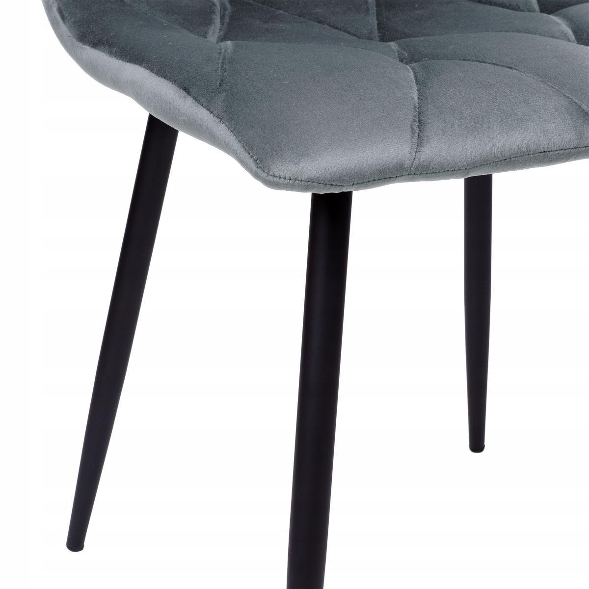 Krzesło welurowe tapicerowane 44x88x56 cm Madison Velvet szare czarne nóżki do jadalni lub salonu  6 Full Screen