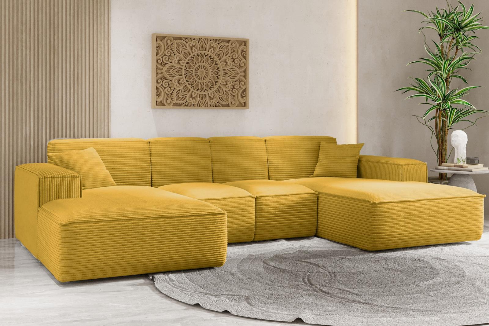 Sofa U SIENA LARGE 344x73x165 cm w kształcie U bez funkcji spania do salonu żółta 1 Full Screen