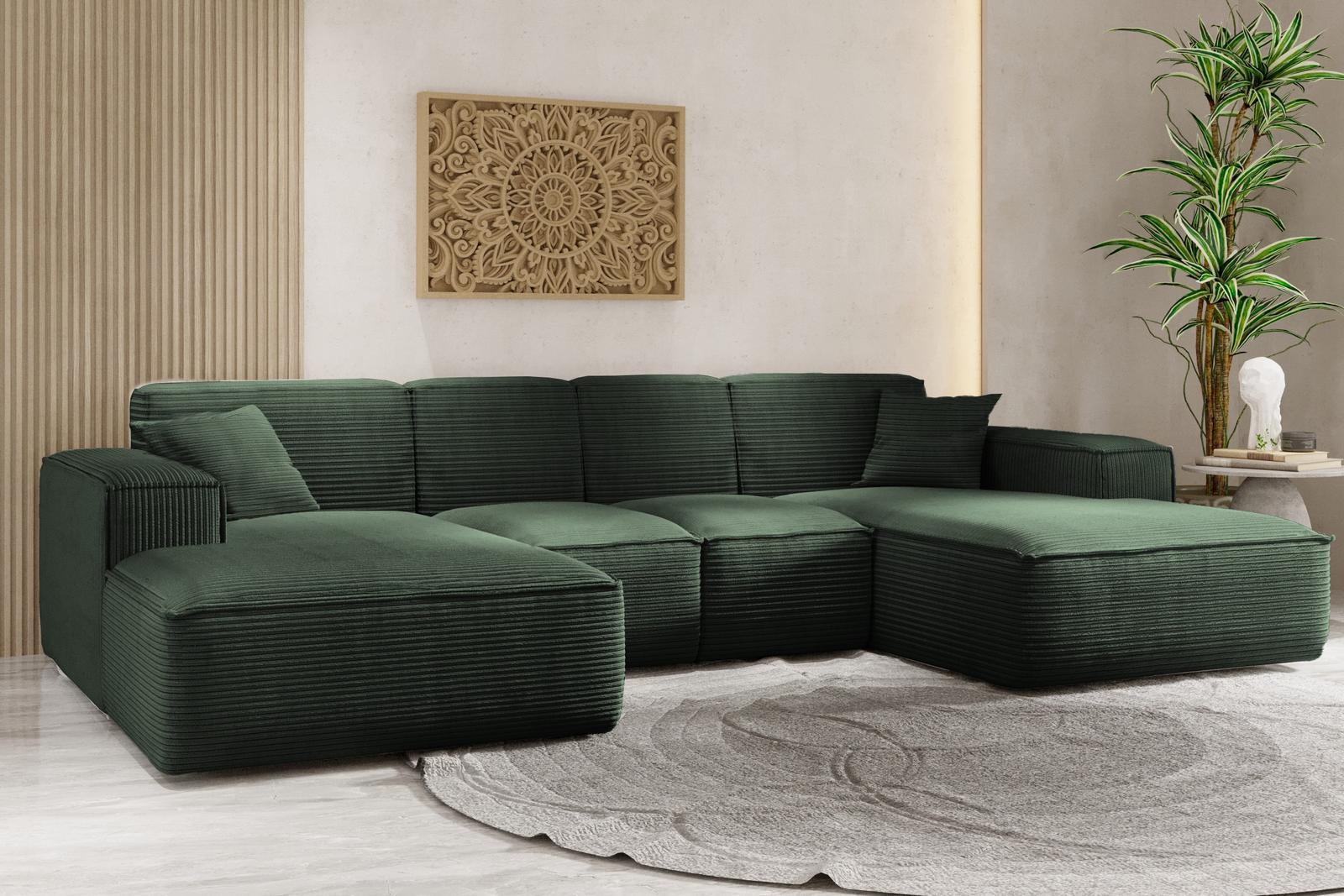 Sofa U SIENA LARGE 344x73x165 cm w kształcie U bez funkcji spania do salonu zielona 1 Full Screen