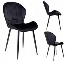 Krzesło welurowe 50x88x57 cm profilowane fotel SHELBY VELVET czarne czarne nóżki do jadalni lub salonu