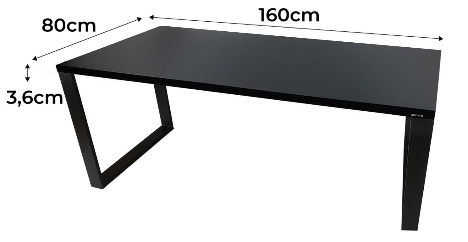 Biurko gamingowe 160x80x3.6 cm czarne loftowe stół stabilne do pokoju gracza 1 Full Screen