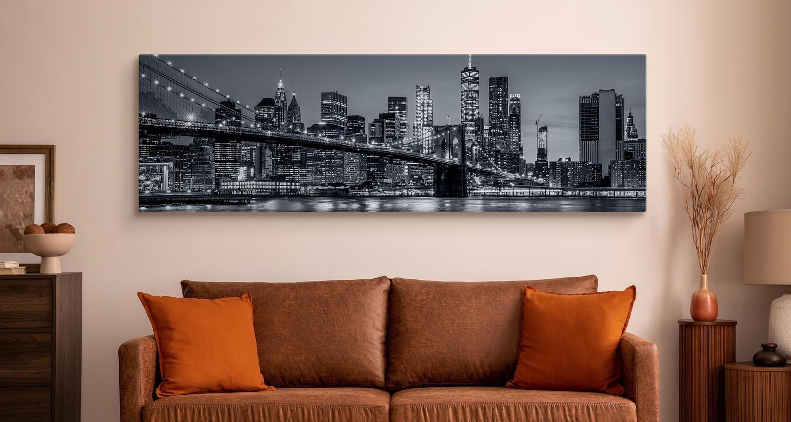 Obraz Panoramiczny NOWY YORK Nocą Brooklyn Bridge Miasto 145x45cm 3 Full Screen