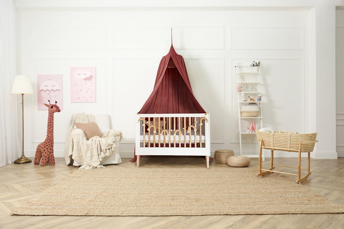 Łóżeczko drewniane bukowe ILA 120x60 cm z naturalnymi szczeblami białe dla dziecka  1 Full Screen