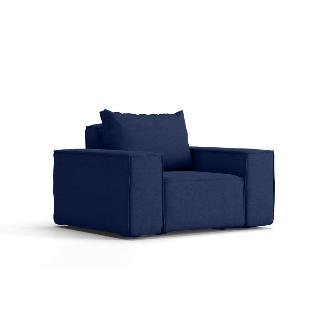 Sofa jednoosobowa SONNE 115x73x88 cm wodoodporna UV do ogrodu + poduszka ciemnoniebieska 0 Full Screen
