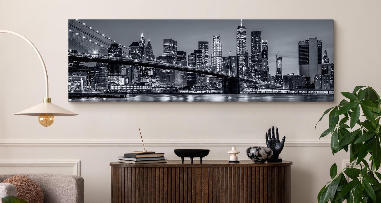 Obraz Panoramiczny NOWY YORK Nocą Brooklyn Bridge Miasto 145x45cm 4 Full Screen