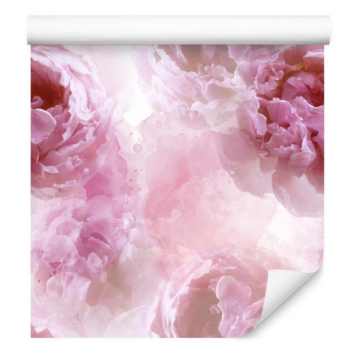 Tapeta różowe piwonie kwiaty efekt 3D 0 Full Screen