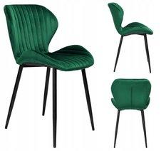 Krzesło welurowe 48x80x47 cm DALLAS VELVET zielone czarne nóżki do jadalni lub salonu 