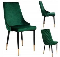 Krzesło tapicerowane Dexter Velvet 48x93x58 cm zielony na czarnych nóżkach do jadalni lub salonu 