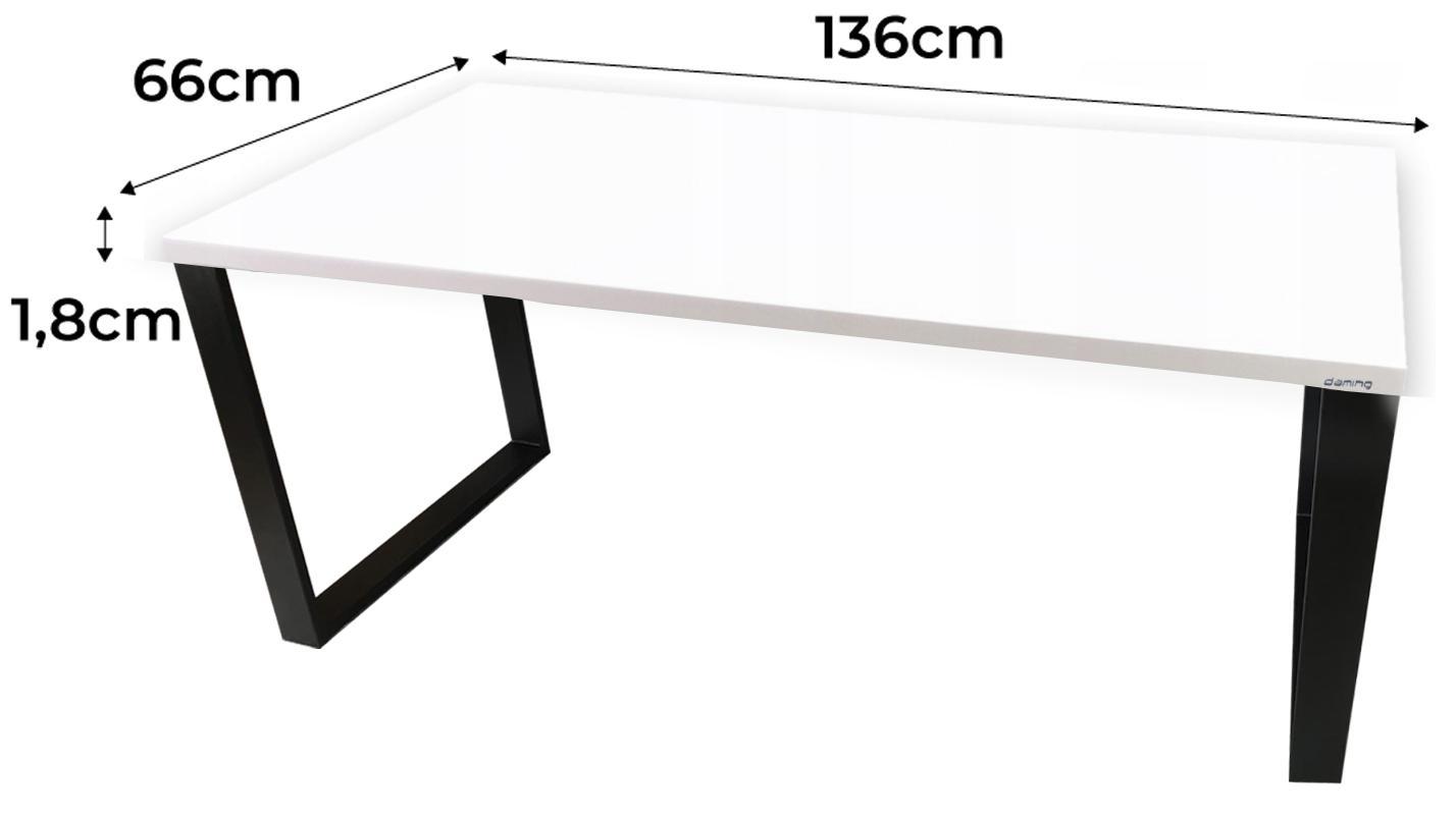 Biurko gamingowe 136x66x1.8cm białe loftowe stół komputerowe metalowe do pokoju gracza 1 Full Screen