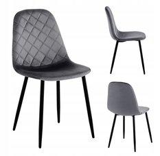 Krzesło welurowe 43x83x52 cm profilowane pikowane Orlando Velvet szare czarne nóżki do jadalni lub salonu 