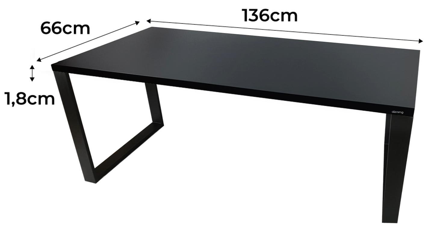 Biurko gamingowe 136x66x1.8 cm czarne loftowe stół stabilne metalowe do pokoju gracza 1 Full Screen