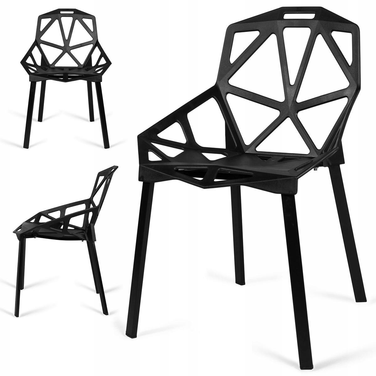 Krzesło ażurowe nowoczesne VECTOR czarne 11 Full Screen