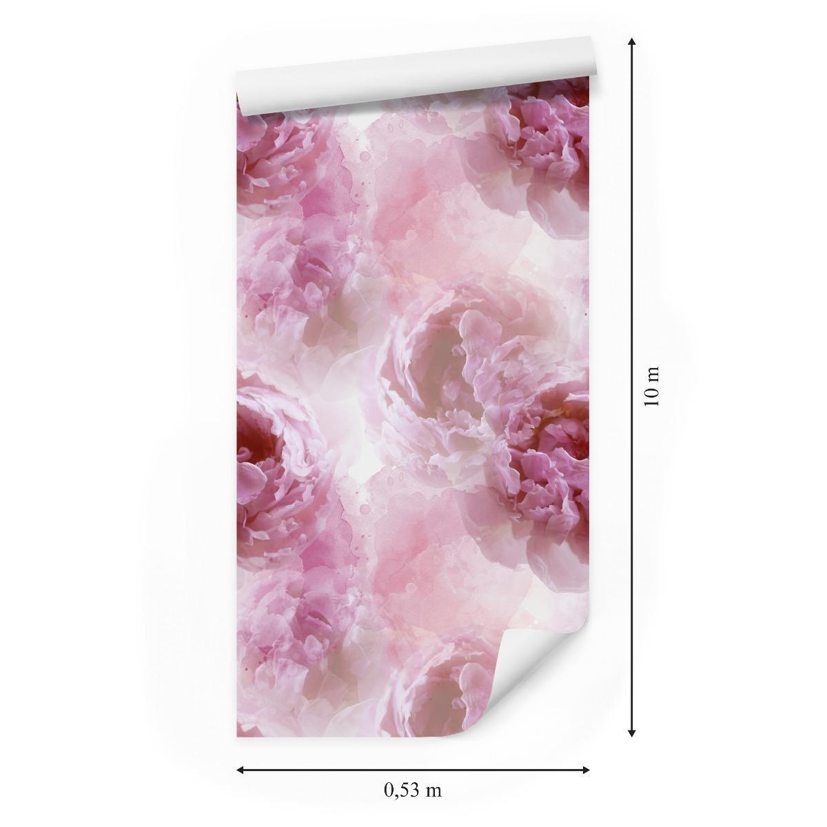 Tapeta różowe piwonie kwiaty efekt 3D 2 Full Screen