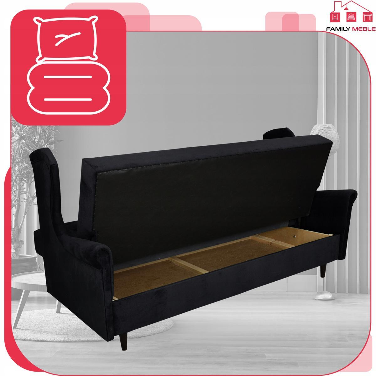 Wersalka sofa uszak kanapa rozkładana Ari czarna 2 Full Screen