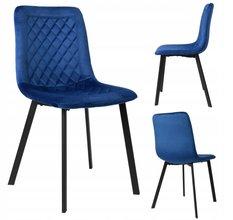 Krzesło welurowe CURTIS VELVET 44x88x41 cm tapicerowane granatowy aksamit czarne nóżki do jadalni lub salonu