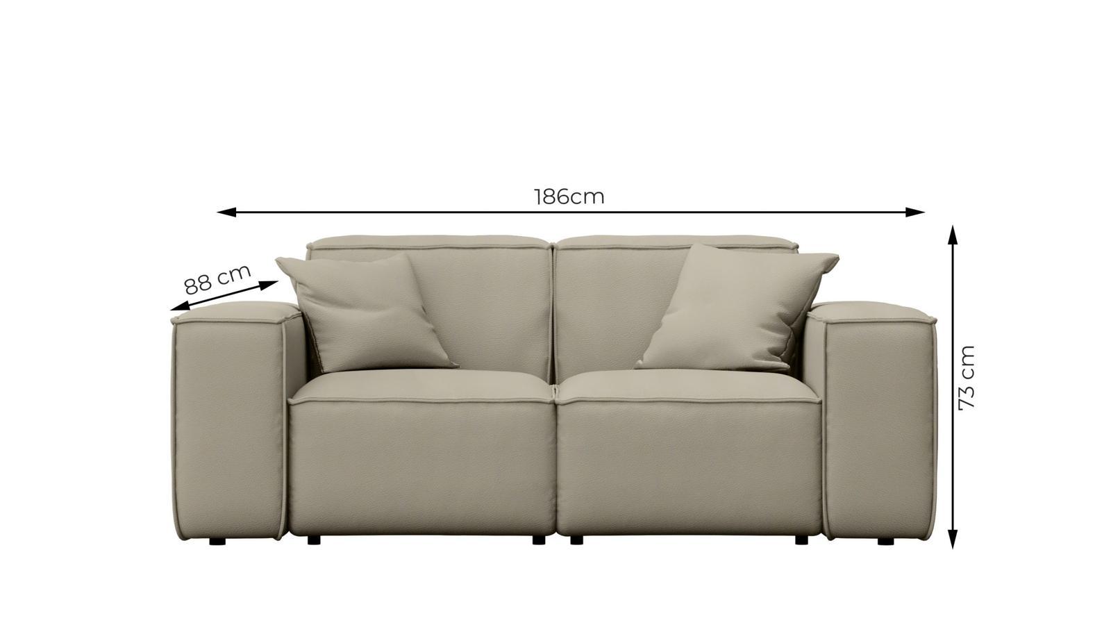 Sofa ogrodowa MALIBIU 186x73x88 cm wodoodporna UV 2-os + 2 poduszki do ogrodu ciemnobeżowa 2 Full Screen