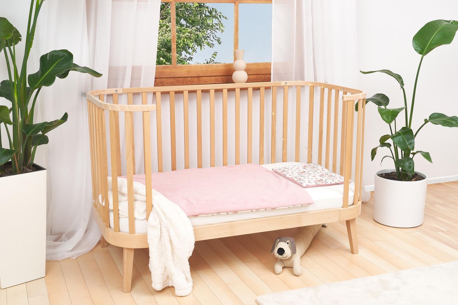 Łóżeczko drewniane bukowe zaokrąglone PRINCIPAL 140x70 cm 2w1 z funkcją sofy dla dziecka  1 Full Screen