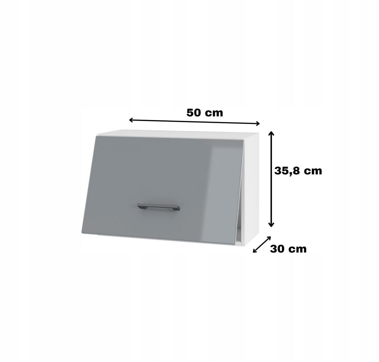 Szafka kuchenna okapowa górna 50x35,8x30 cm szary akryl połysk do zestawów  nr. 2