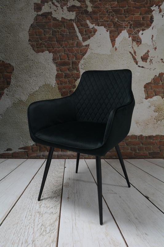 Fotel Lizbona krzesło 57,5x84,5x59 cm welur czarny metalowe nogi czarne do salonu nr. 9