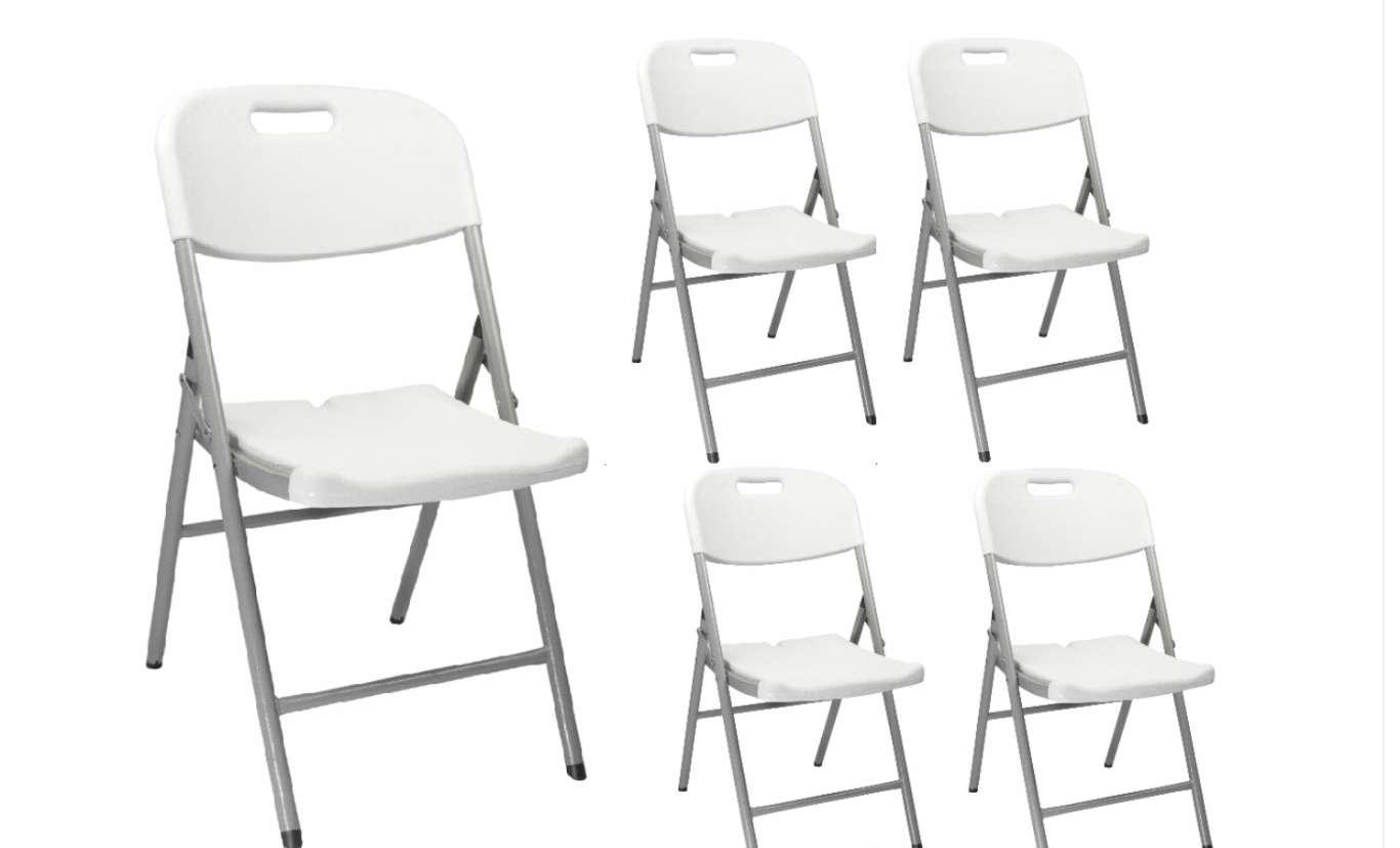 Zestaw 4 szt krzeseł składanych bankietowe cateringowe białe do ogrodu  0 Full Screen