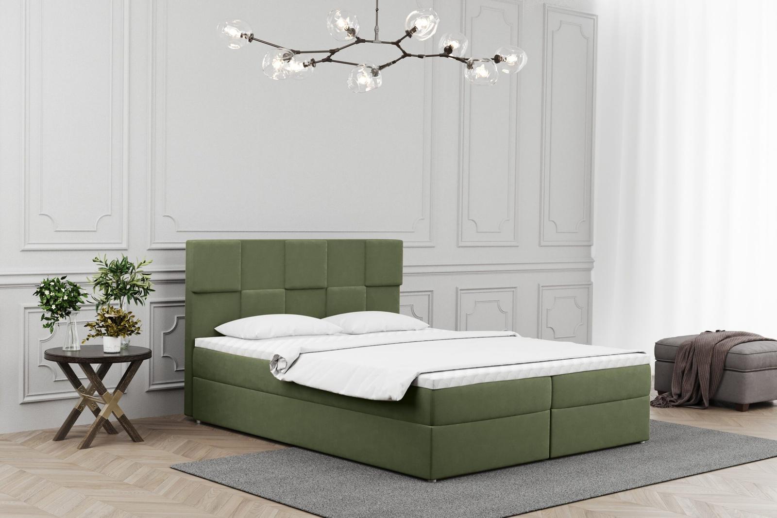 Łóżko ALMA 100x200cm z funkcją przechowywania i materacem do sypialni oliwkowa nr. 1